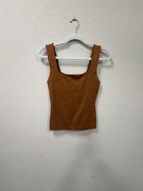 The Workshop Knit Tank Top Size M Brown Square Neck
